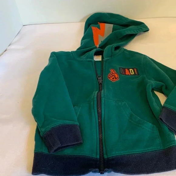 Gymboree Size 2T Green Rad Hooded Hoodie Full Zip Up 2 Toddler Sweatshirt - Picture 1 of 5